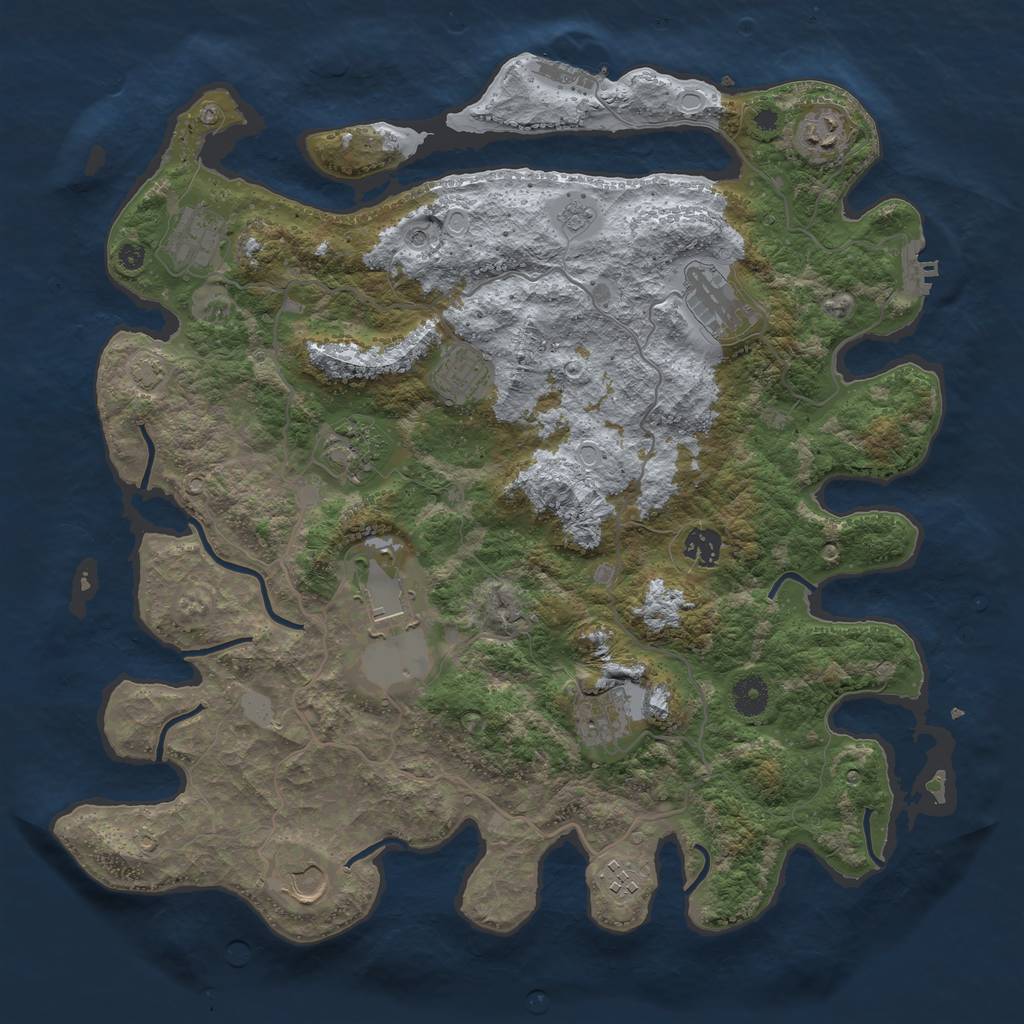 Rust Map: Procedural Map, Size: 4000, Seed: 36103, 18 Monuments