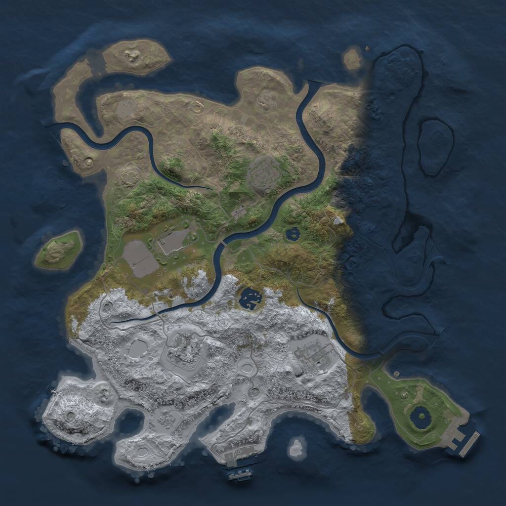 Rust Map: Procedural Map, Size: 3550, Seed: 10178510, 12 Monuments
