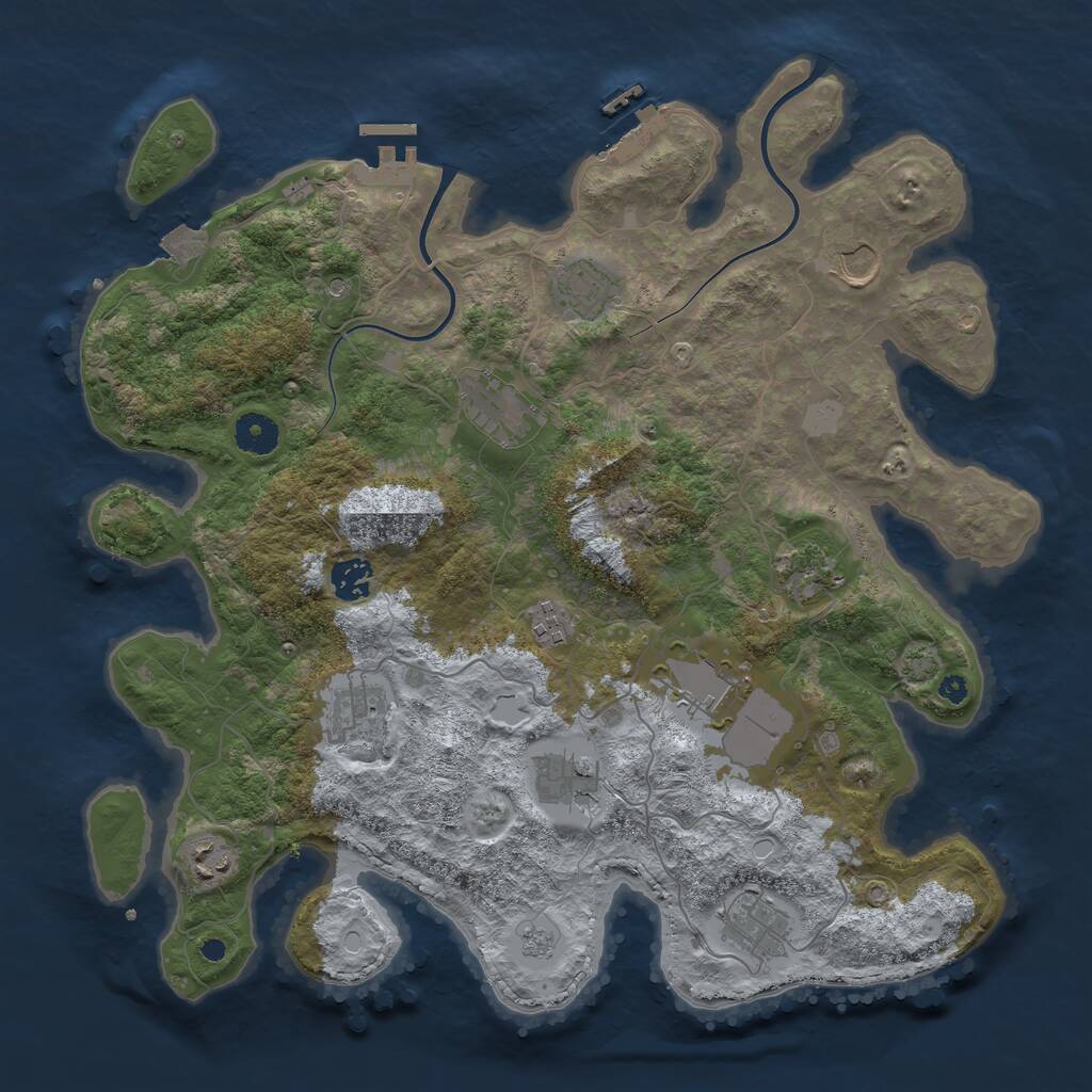 Rust Map: Procedural Map, Size: 3850, Seed: 48933563, 17 Monuments