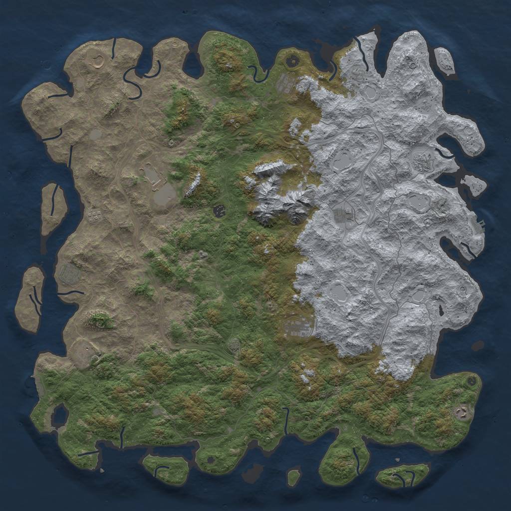 Rust Map: Procedural Map, Size: 6000, Seed: 921685692, 19 Monuments