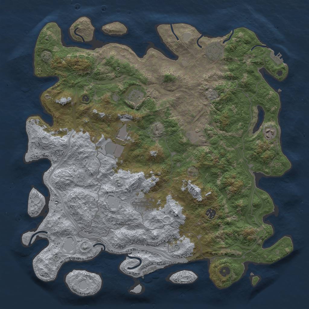 Rust Map: Procedural Map, Size: 4500, Seed: 137078176, 16 Monuments