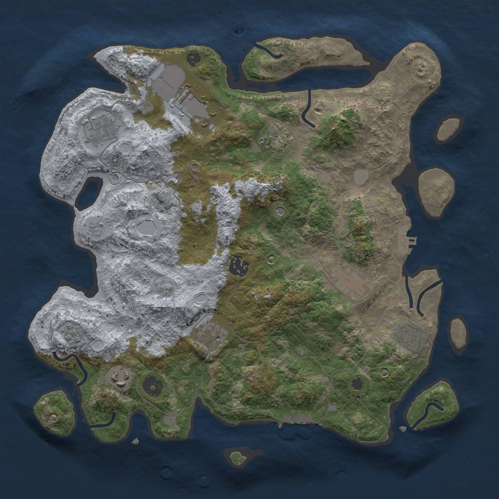 Rust Map: Procedural Map, Size: 3700, Seed: 4298069, 17 Monuments