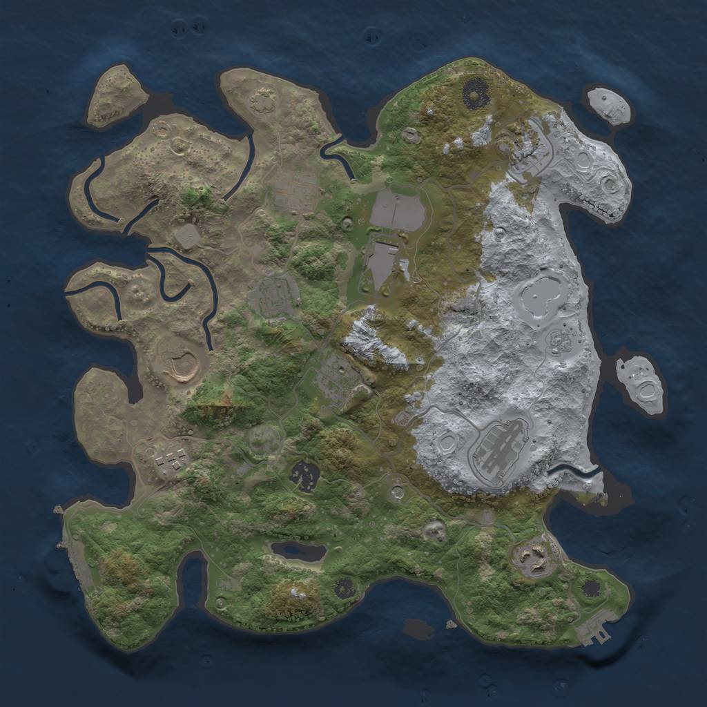 Rust Map: Procedural Map, Size: 3500, Seed: 66141235, 18 Monuments