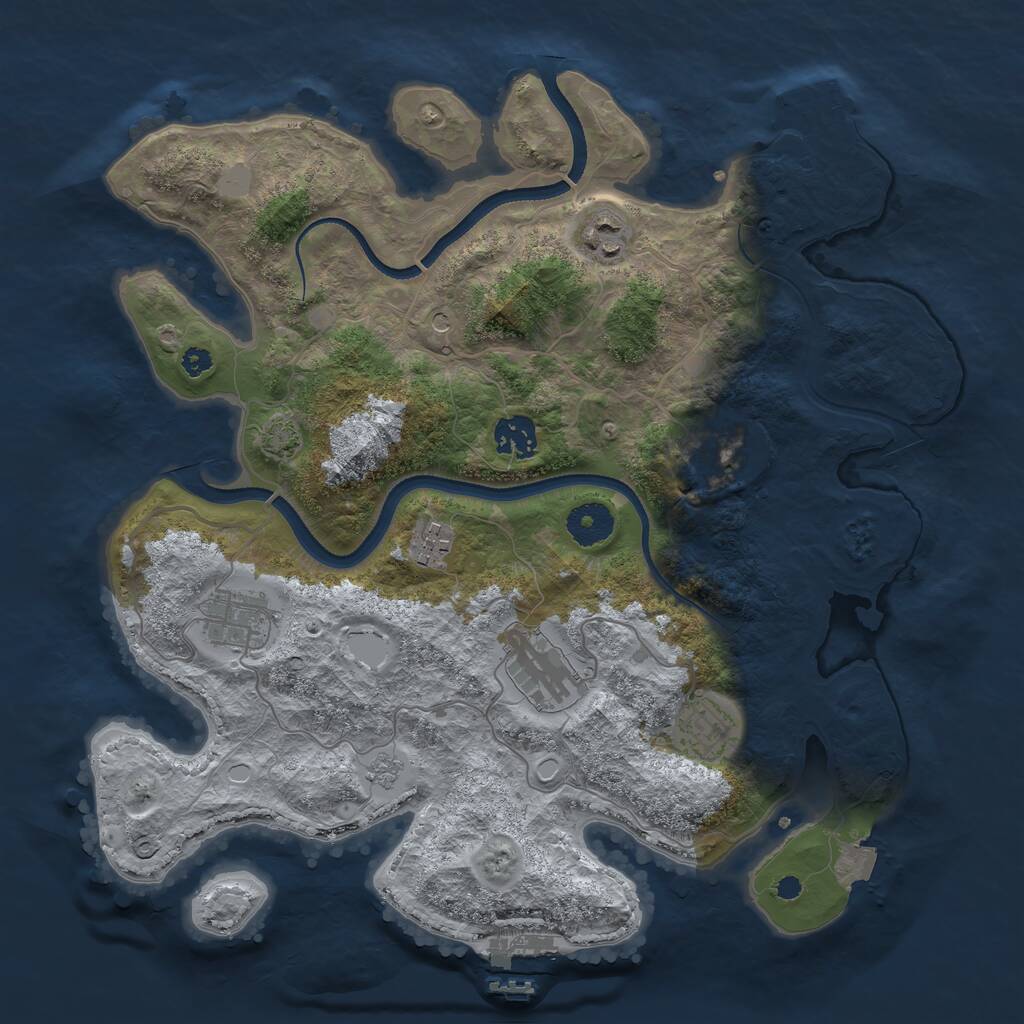 Rust Map: Procedural Map, Size: 3500, Seed: 128705431, 13 Monuments