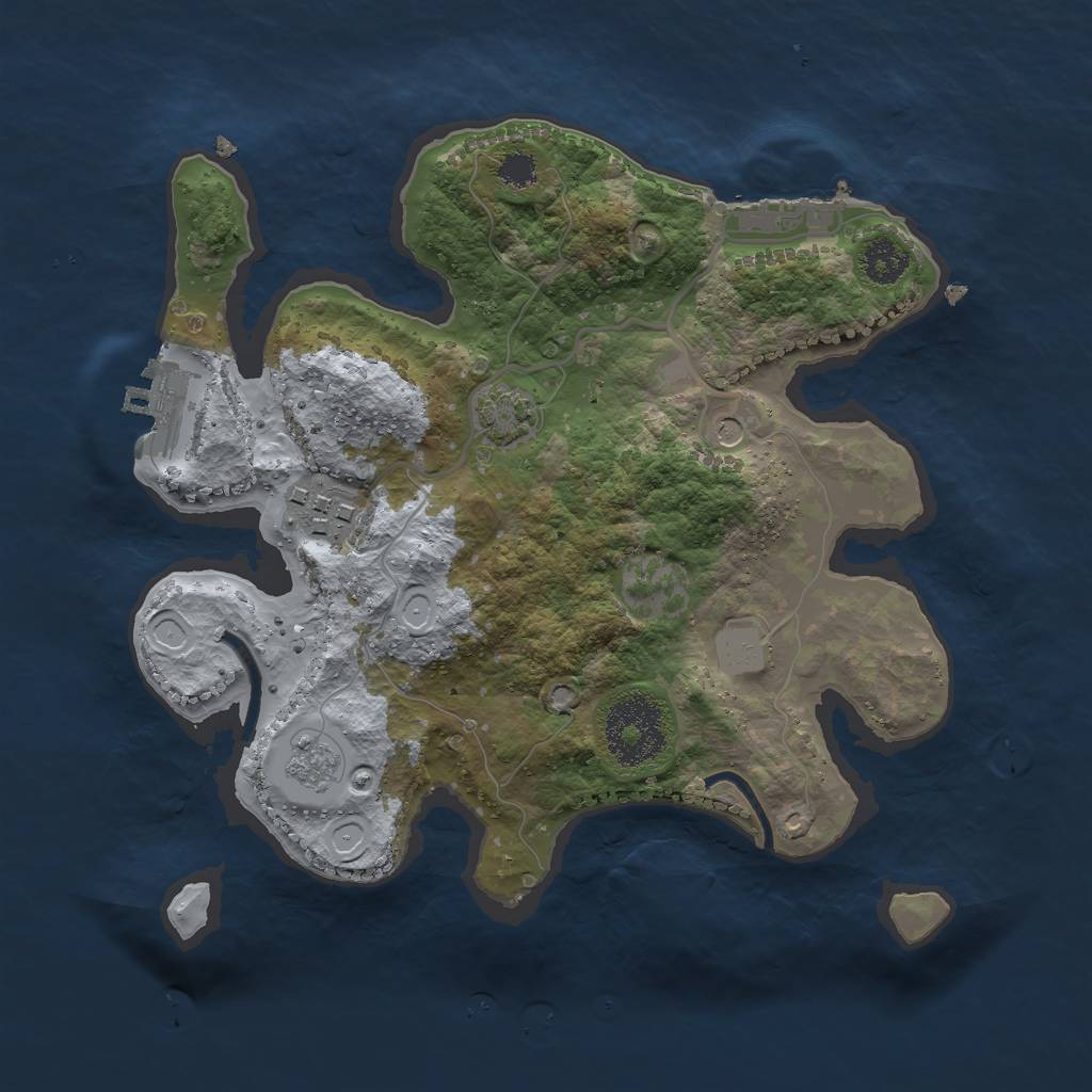 Rust Map: Procedural Map, Size: 2500, Seed: 939585934, 9 Monuments
