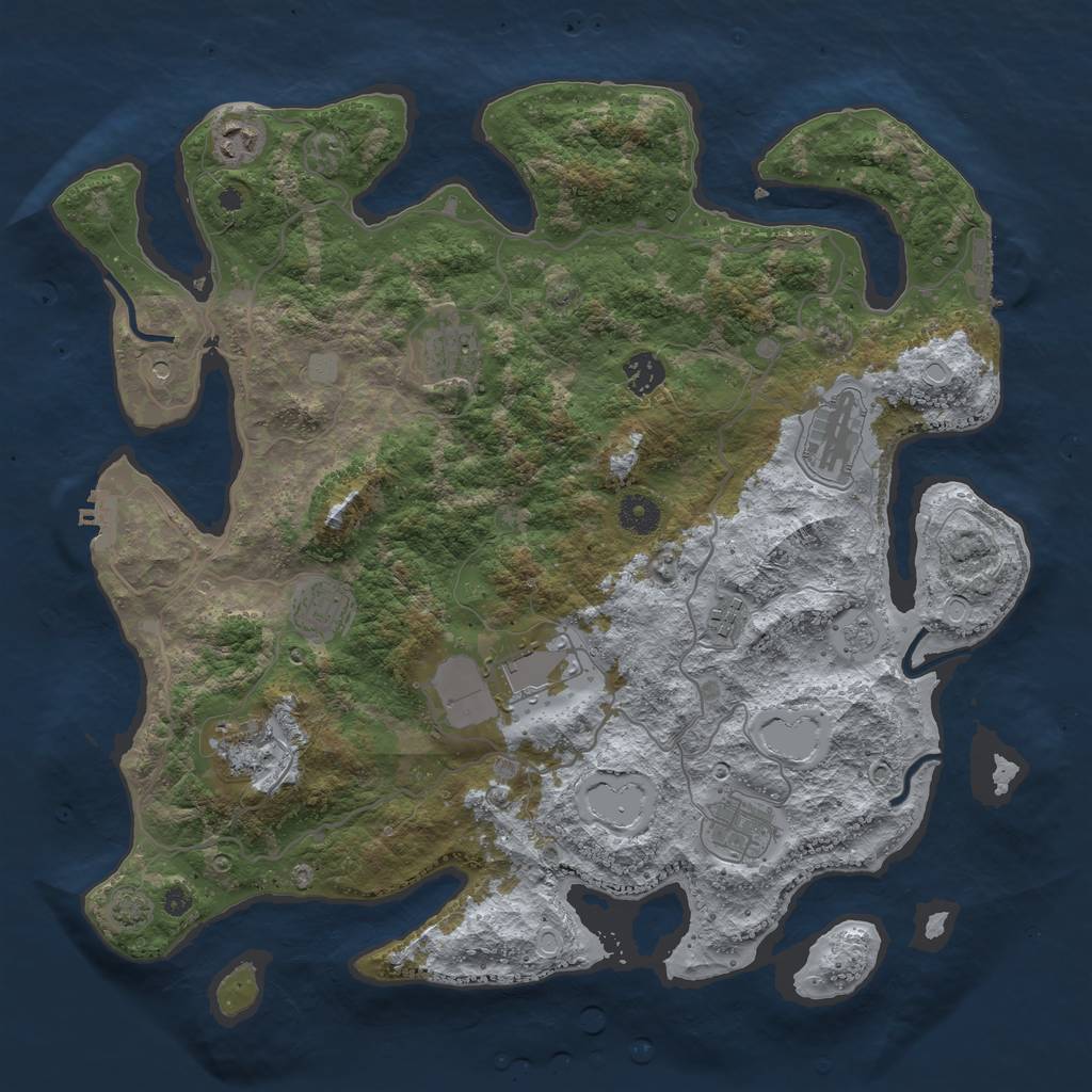 Rust Map: Procedural Map, Size: 4000, Seed: 257086260, 17 Monuments