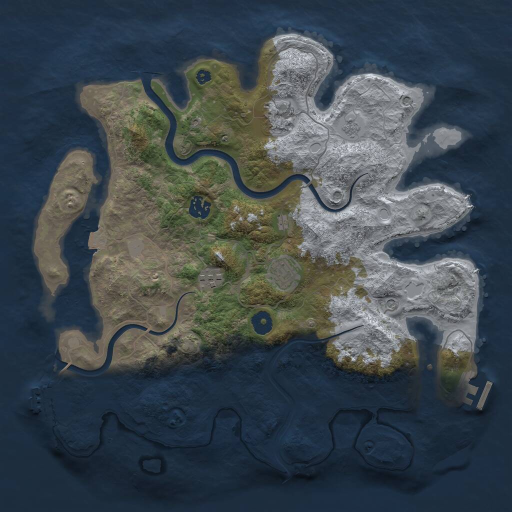 Rust Map: Procedural Map, Size: 3500, Seed: 2137420, 10 Monuments