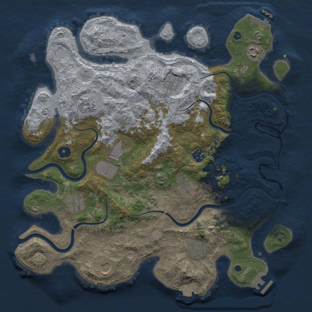 Rust Map: Procedural Map, Size: 3900, Seed: 1097363504, 16 Monuments