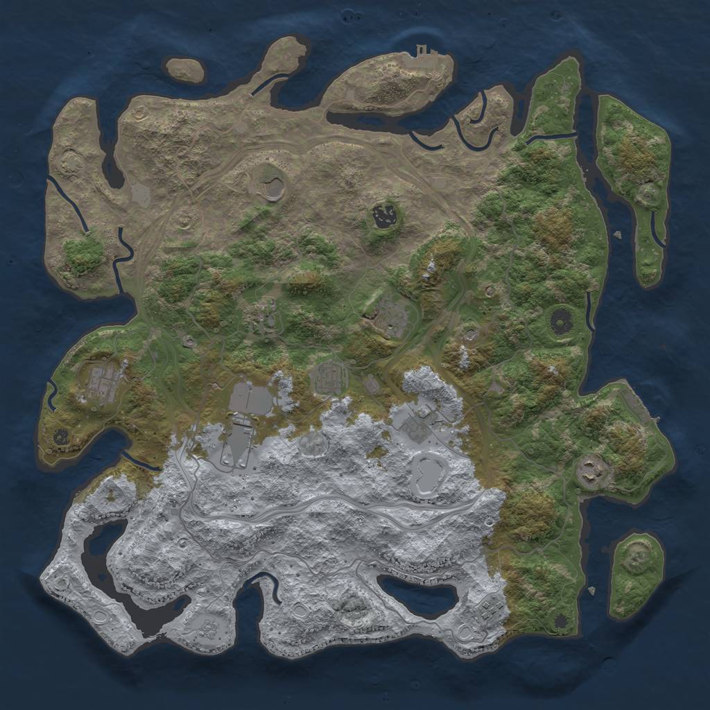 Rust Map: Procedural Map, Size: 4400, Seed: 59600476, 18 Monuments
