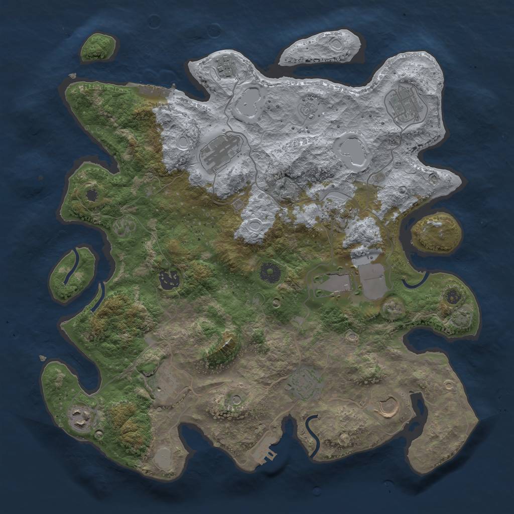 Rust Map: Procedural Map, Size: 3700, Seed: 10841332, 18 Monuments