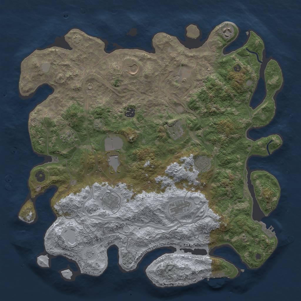 Rust Map: Procedural Map, Size: 4300, Seed: 2206697, 19 Monuments