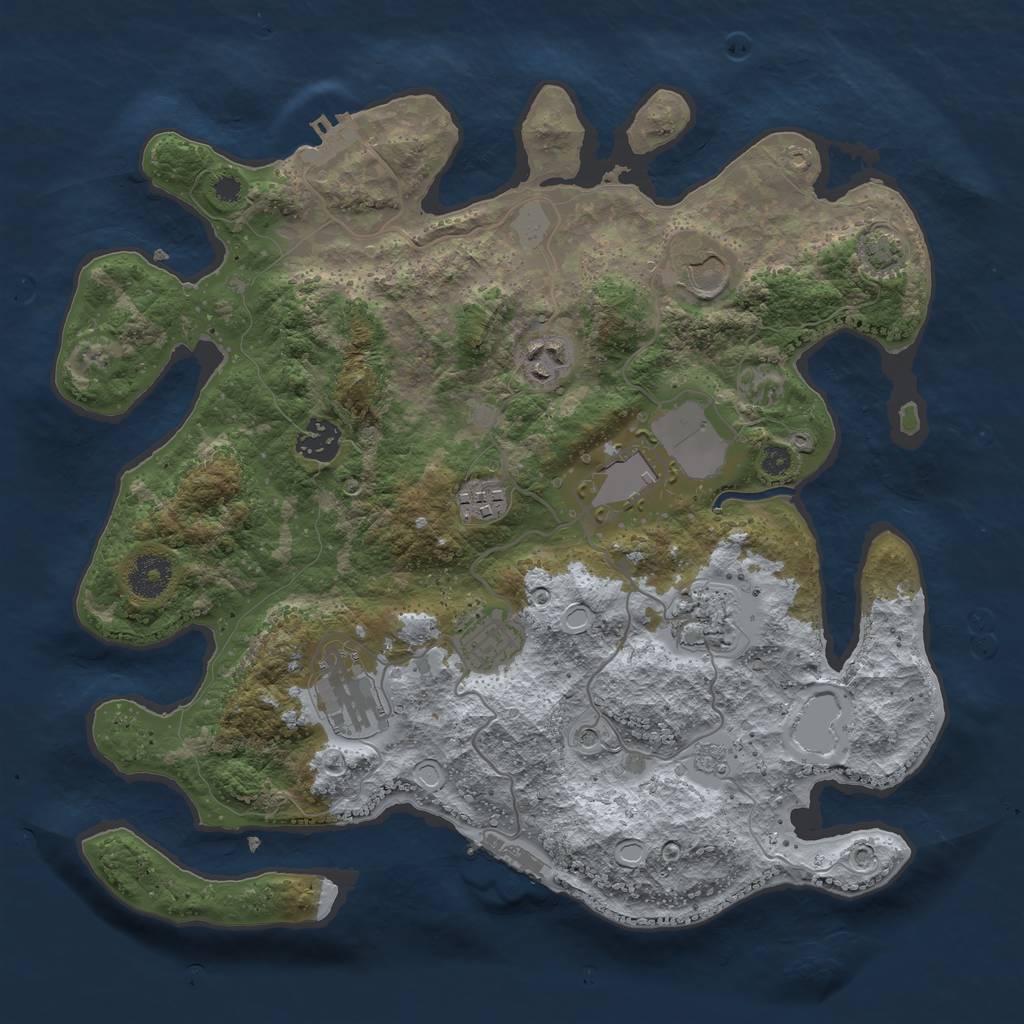Rust Map: Procedural Map, Size: 3500, Seed: 1709001543, 16 Monuments