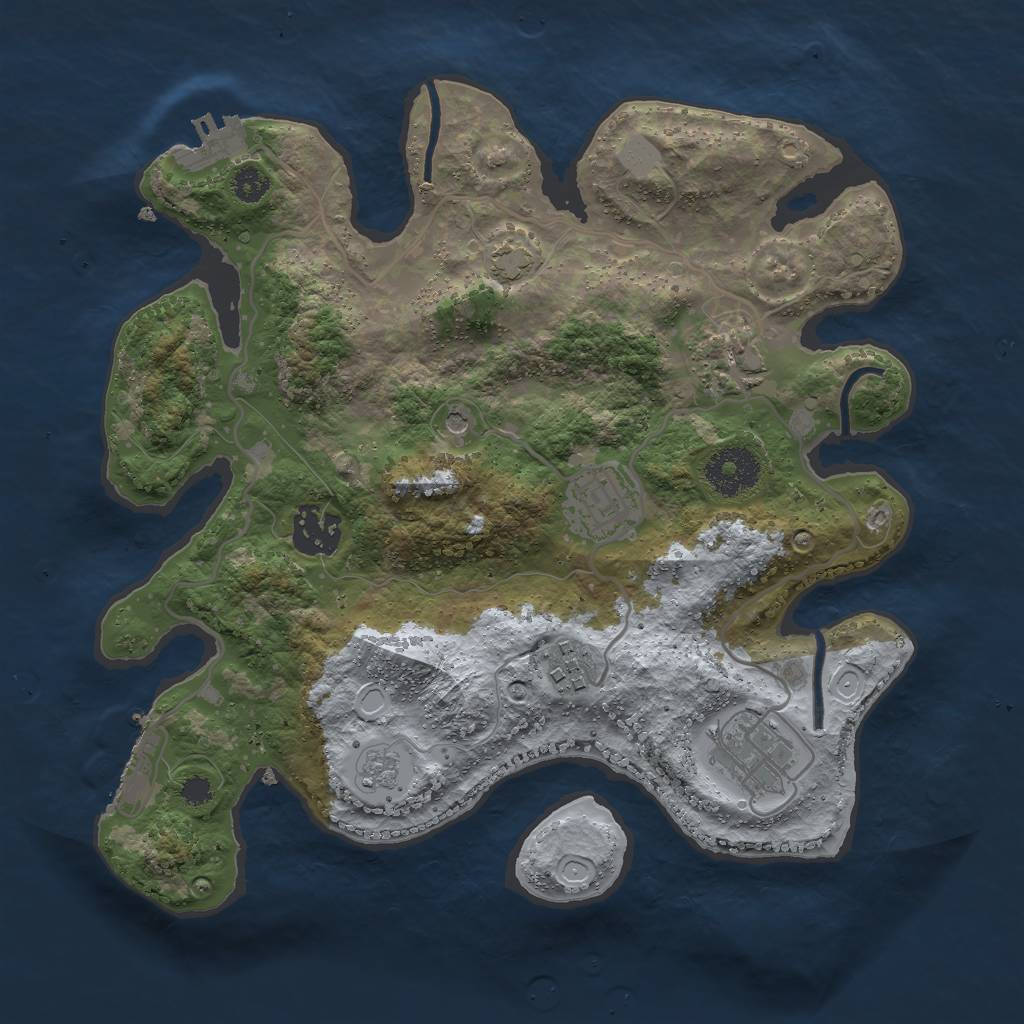 Rust Map: Procedural Map, Size: 3000, Seed: 37217312, 13 Monuments