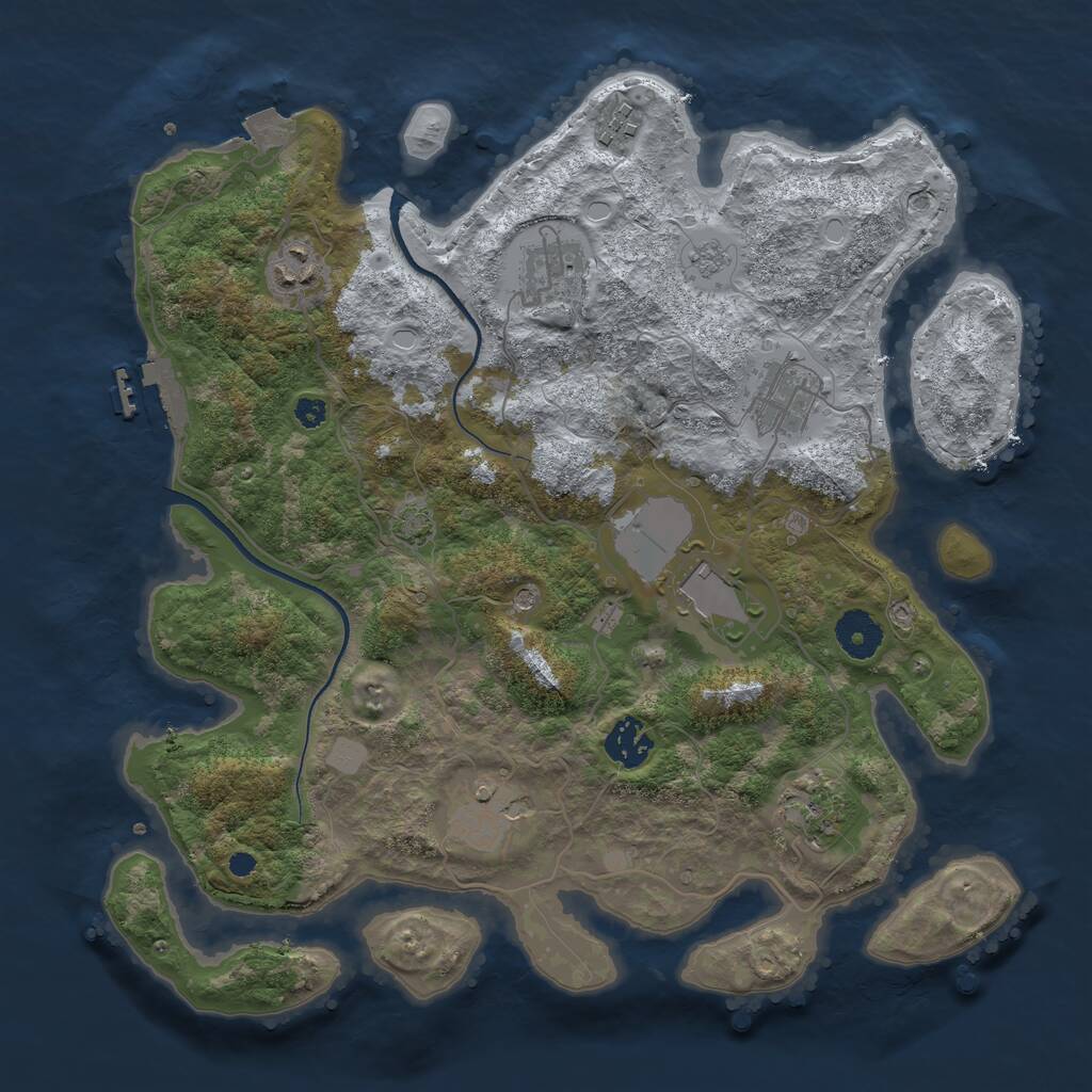 Rust Map: Procedural Map, Size: 3500, Seed: 128705420, 13 Monuments