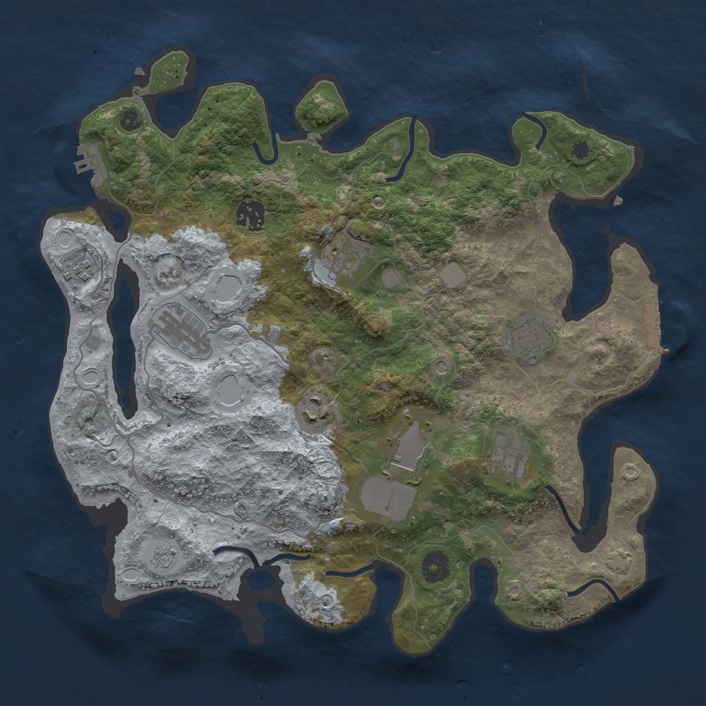 Rust Map: Procedural Map, Size: 3500, Seed: 579848472, 16 Monuments