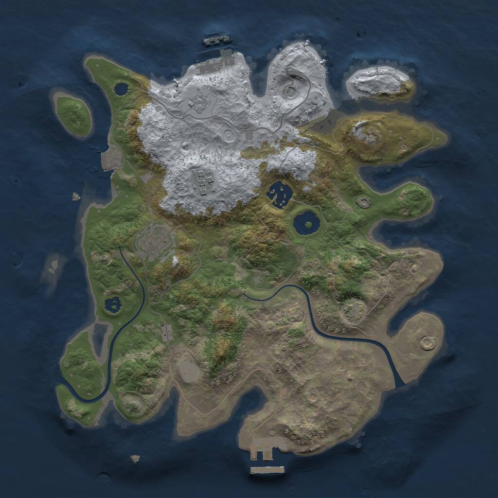 Rust Map: Procedural Map, Size: 3000, Seed: 16649, 9 Monuments
