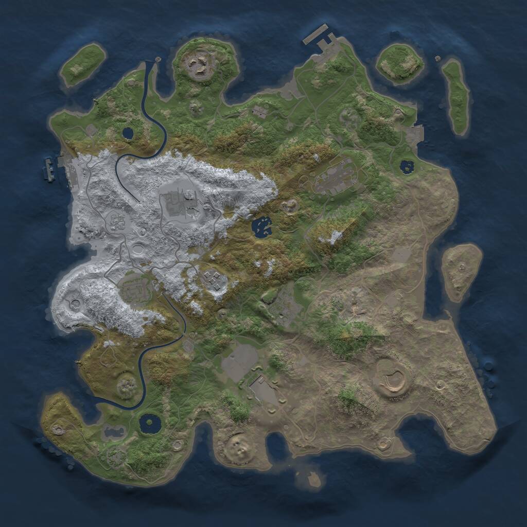 Rust Map: Procedural Map, Size: 3700, Seed: 38719489, 15 Monuments