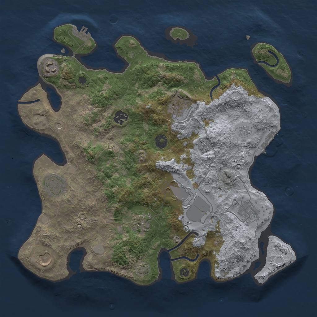 Rust Map: Procedural Map, Size: 3500, Seed: 545422196, 17 Monuments