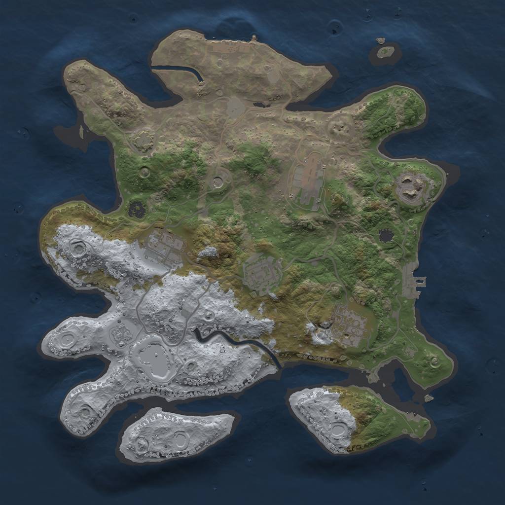 Rust Map: Procedural Map, Size: 3000, Seed: 1336705805, 13 Monuments