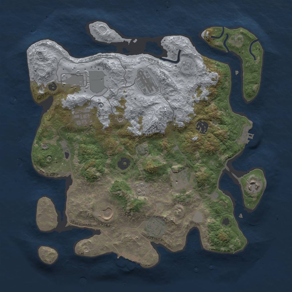 Rust Map: Procedural Map, Size: 3550, Seed: 60840688, 17 Monuments