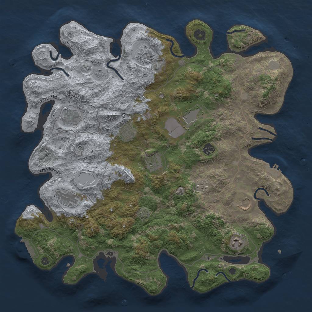 Rust Map: Procedural Map, Size: 4050, Seed: 1930848918, 18 Monuments