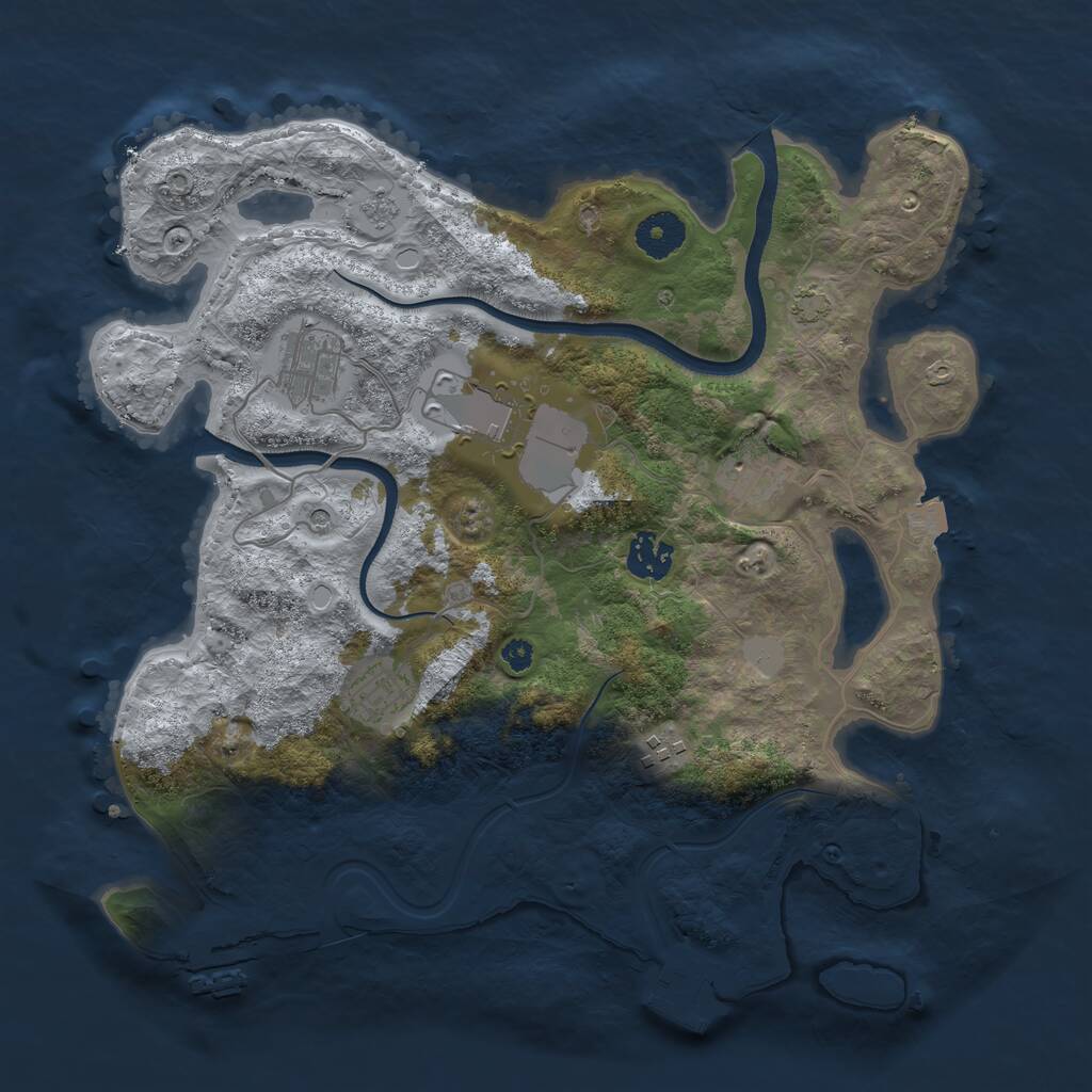 Rust Map: Procedural Map, Size: 3500, Seed: 1957766830, 12 Monuments