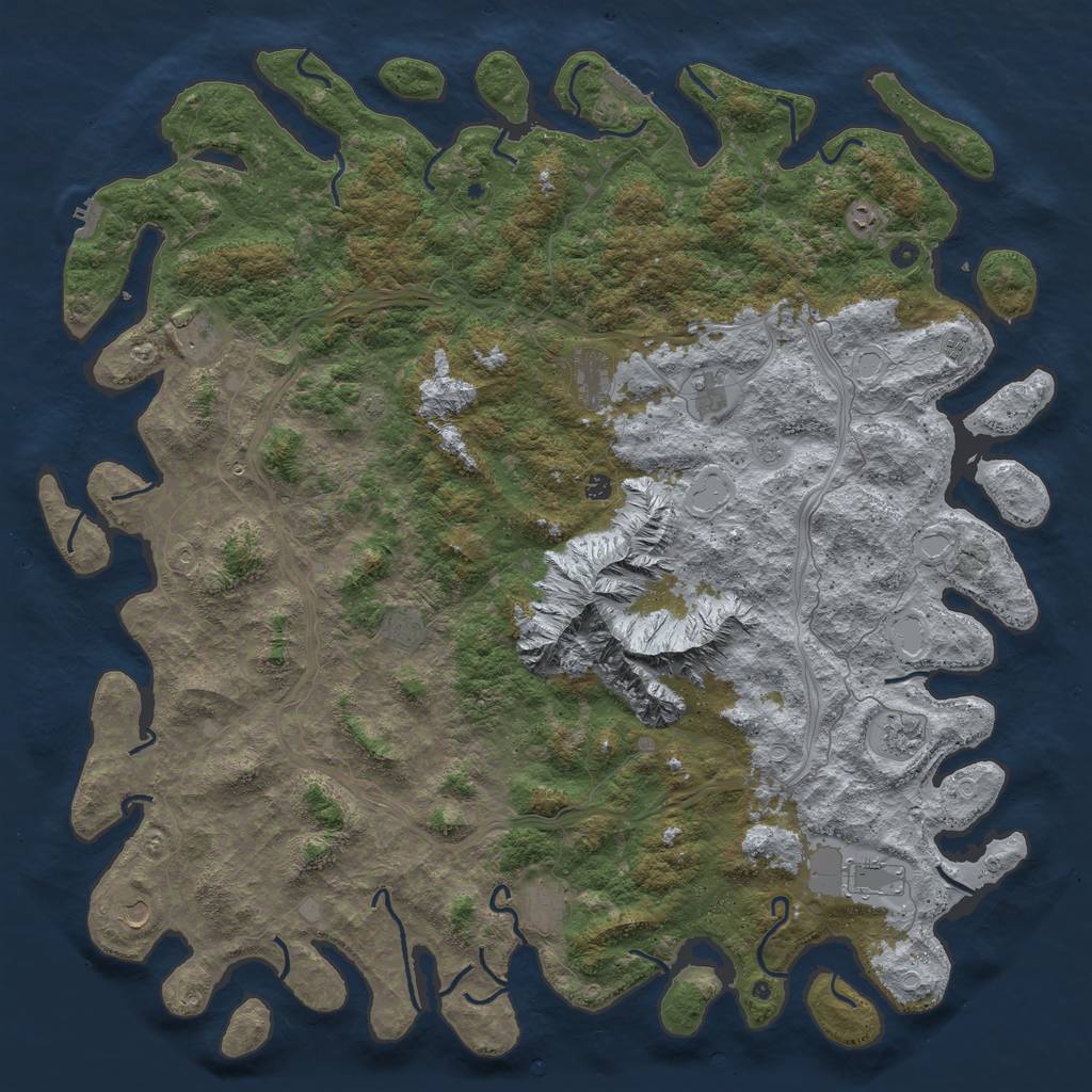 Rust Map: Procedural Map, Size: 6000, Seed: 1168351416, 19 Monuments