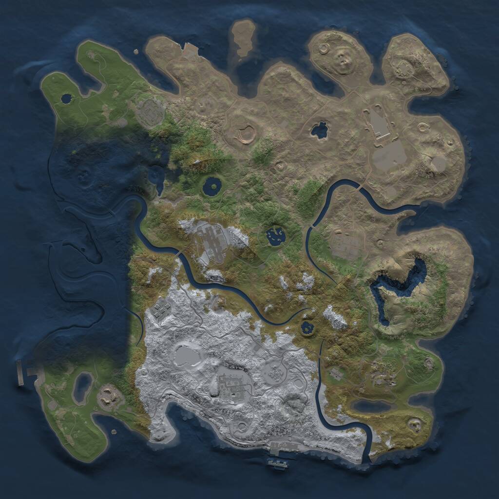 Rust Map: Procedural Map, Size: 4000, Seed: 75125623, 16 Monuments