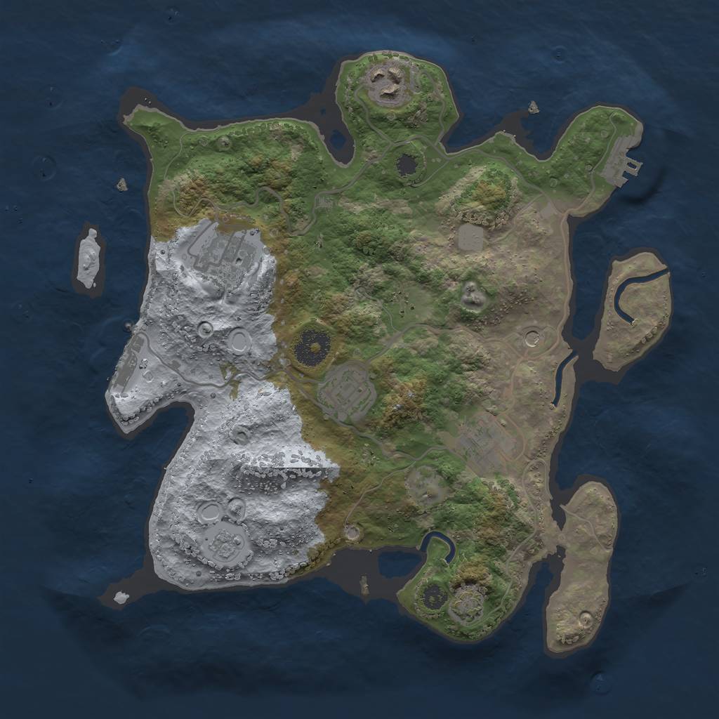 Rust Map: Procedural Map, Size: 3000, Seed: 41346, 12 Monuments