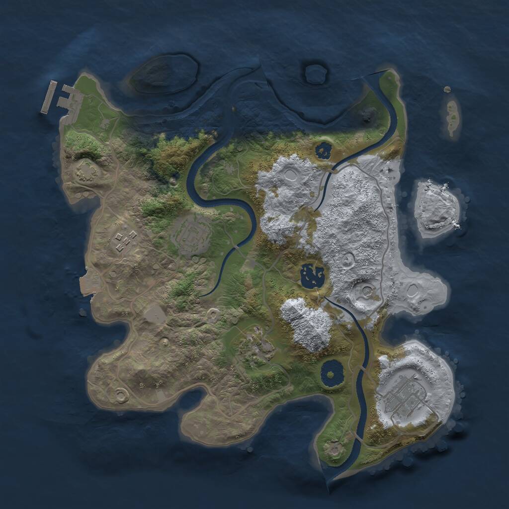 Rust Map: Procedural Map, Size: 3000, Seed: 1038473830, 9 Monuments