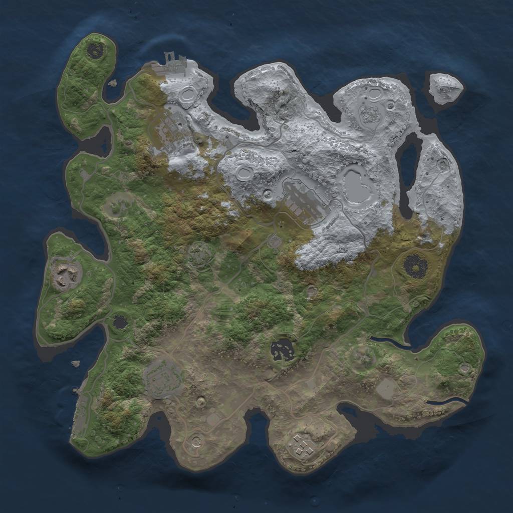 Rust Map: Procedural Map, Size: 3200, Seed: 541070608, 14 Monuments