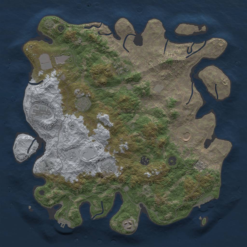 Rust Map: Procedural Map, Size: 4000, Seed: 1676140777, 17 Monuments