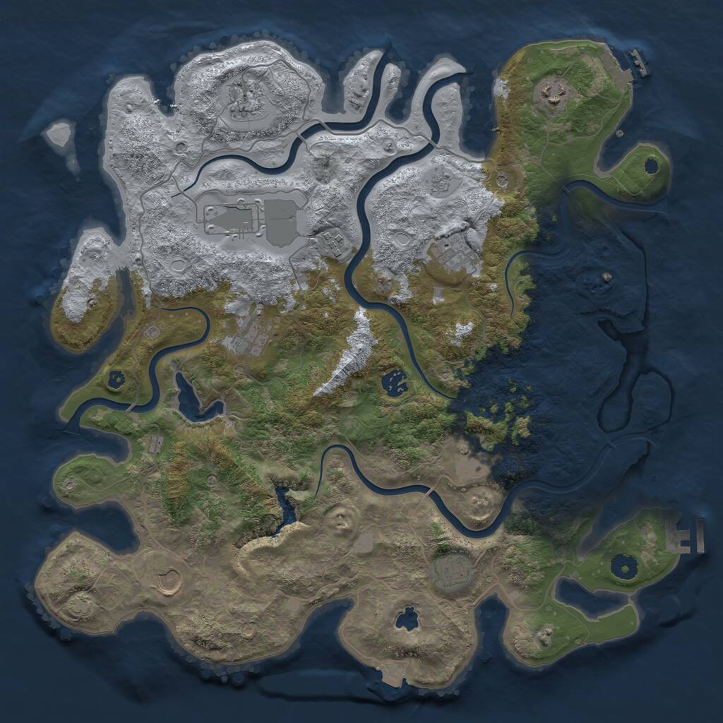 Rust Map: Procedural Map, Size: 4100, Seed: 1097363504, 16 Monuments