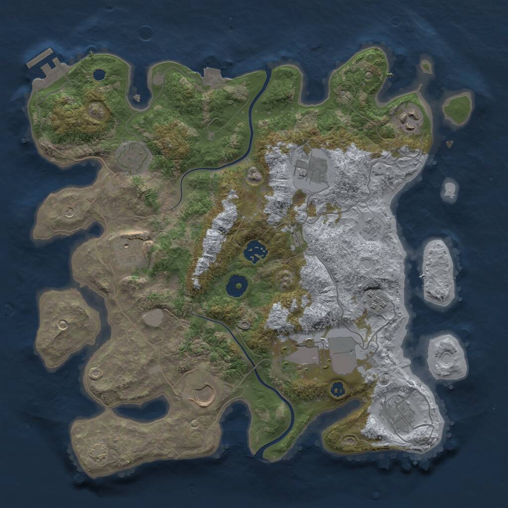 Rust Map: Procedural Map, Size: 3500, Seed: 1313262518, 14 Monuments