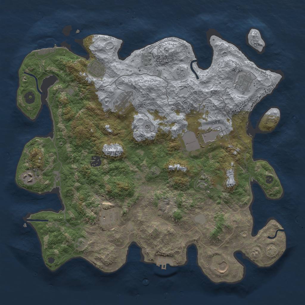 Rust Map: Procedural Map, Size: 4000, Seed: 610000678, 18 Monuments