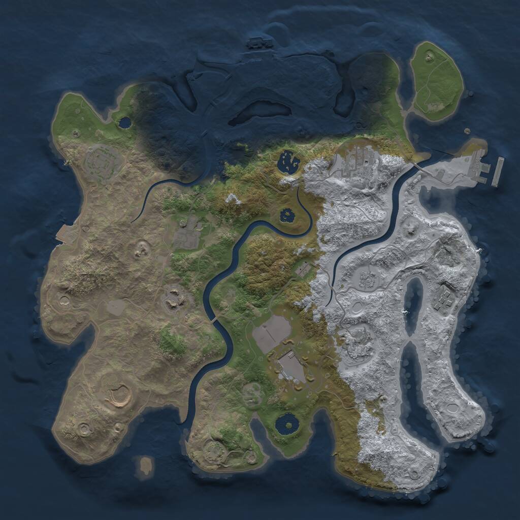 Rust Map: Procedural Map, Size: 3500, Seed: 13375581, 15 Monuments