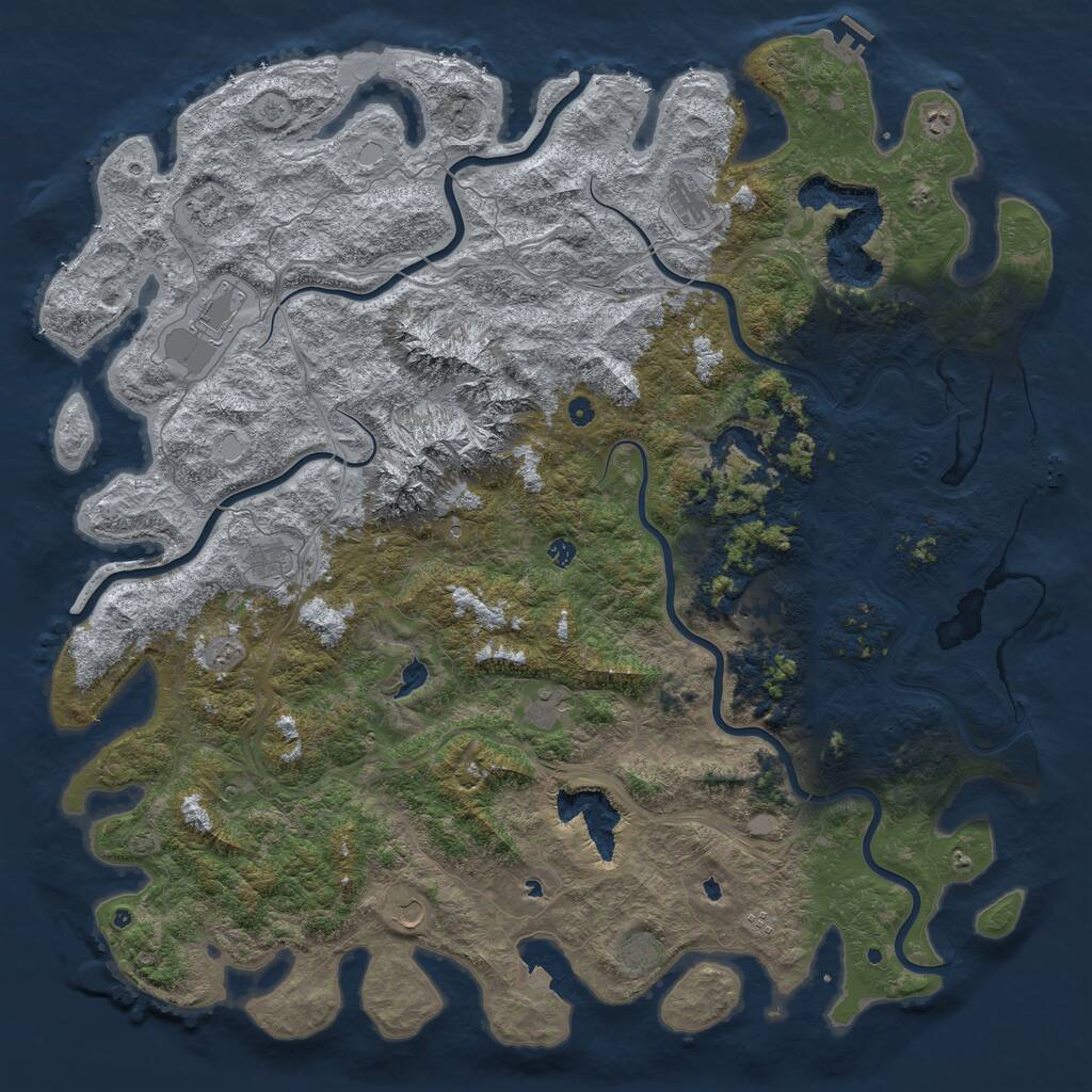 Rust Map: Procedural Map, Size: 6000, Seed: 555000, 17 Monuments
