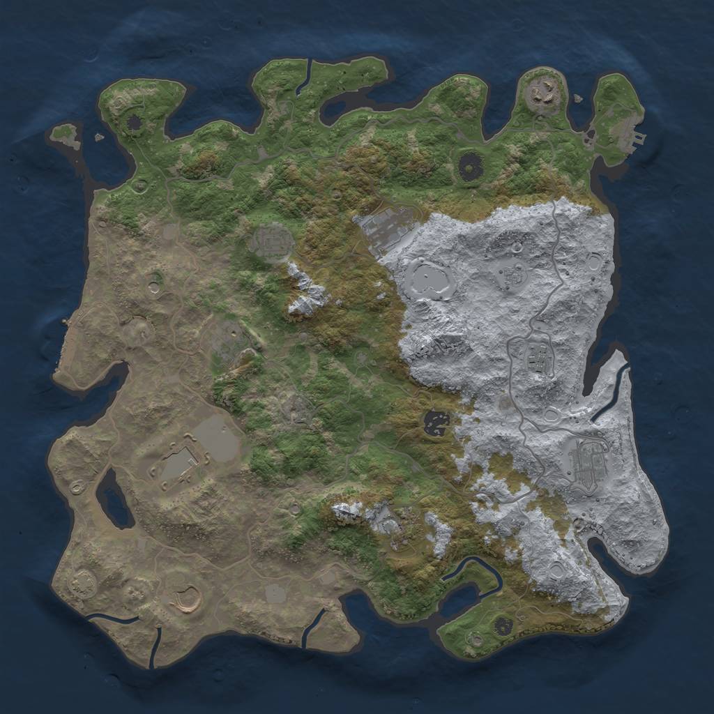 Rust Map: Procedural Map, Size: 4050, Seed: 2037339627, 18 Monuments