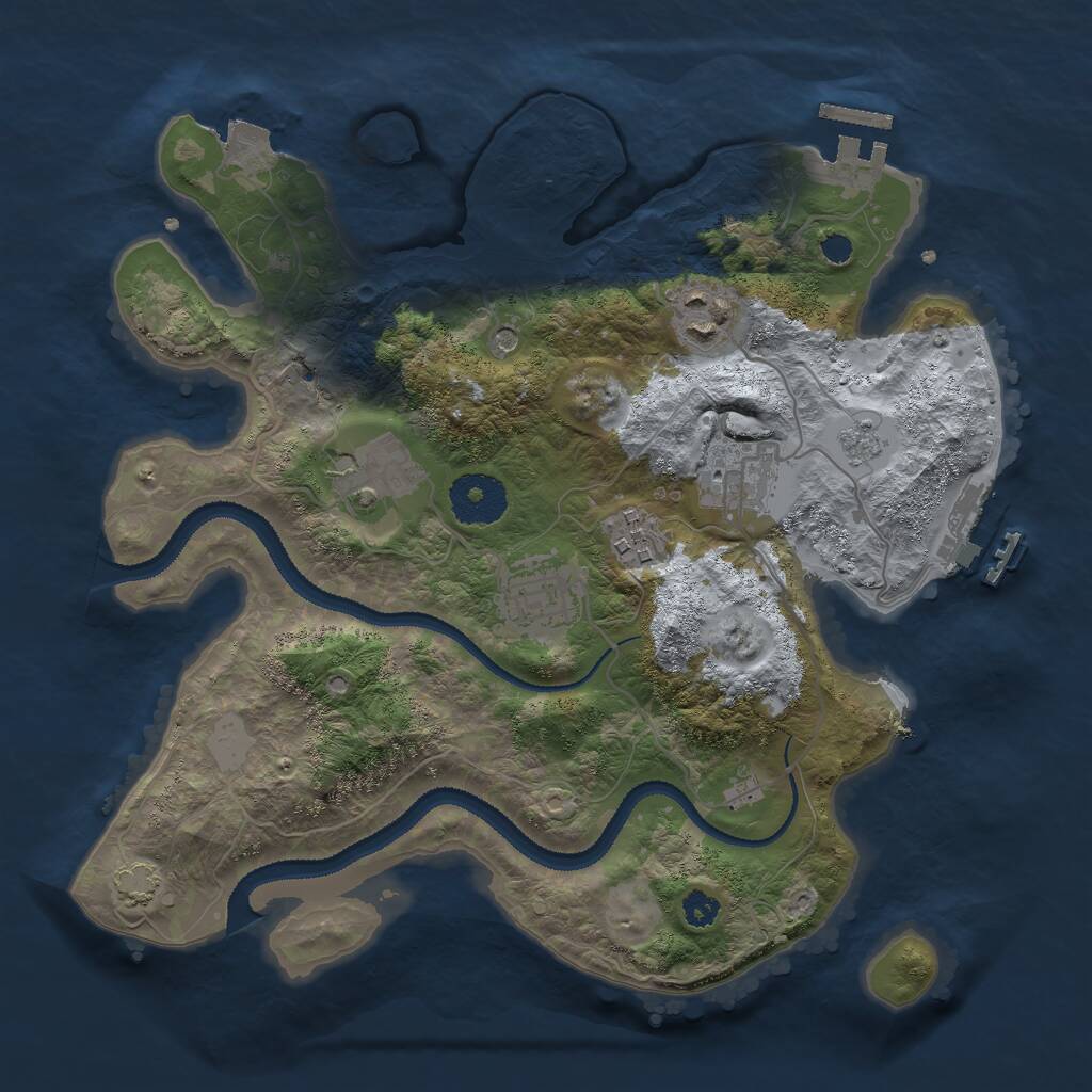 Rust Map: Procedural Map, Size: 3000, Seed: 9837374, 11 Monuments