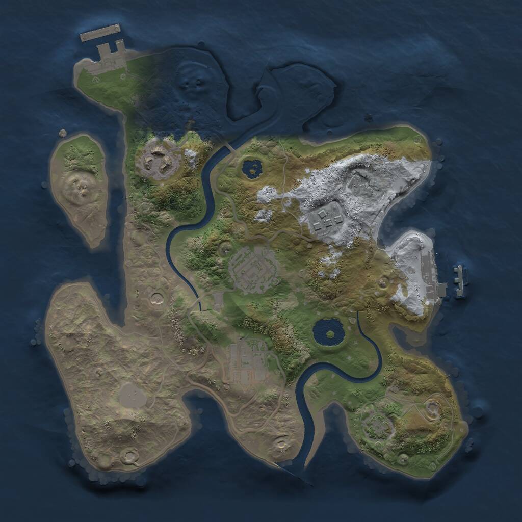 Rust Map: Procedural Map, Size: 2600, Seed: 530895244, 9 Monuments