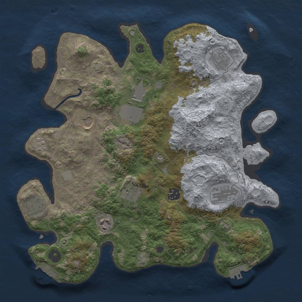 Rust Map: Procedural Map, Size: 3550, Seed: 27817190, 17 Monuments