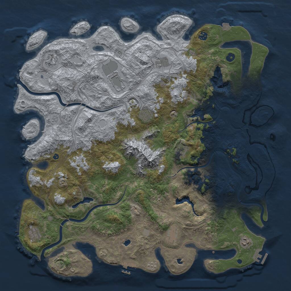 Rust Map: Procedural Map, Size: 5000, Seed: 712701297, 16 Monuments
