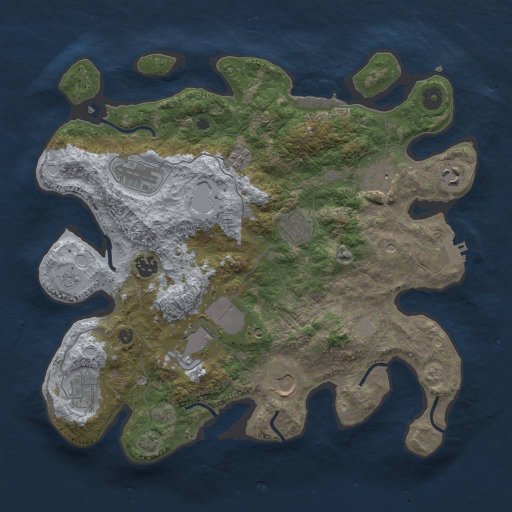 Rust Map: Procedural Map, Size: 3500, Seed: 901139932, 17 Monuments