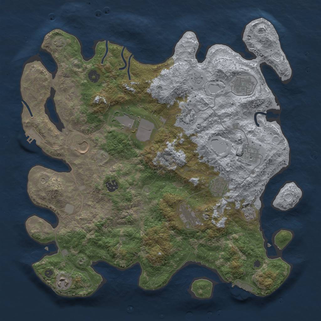 Rust Map: Procedural Map, Size: 3950, Seed: 13434152, 18 Monuments
