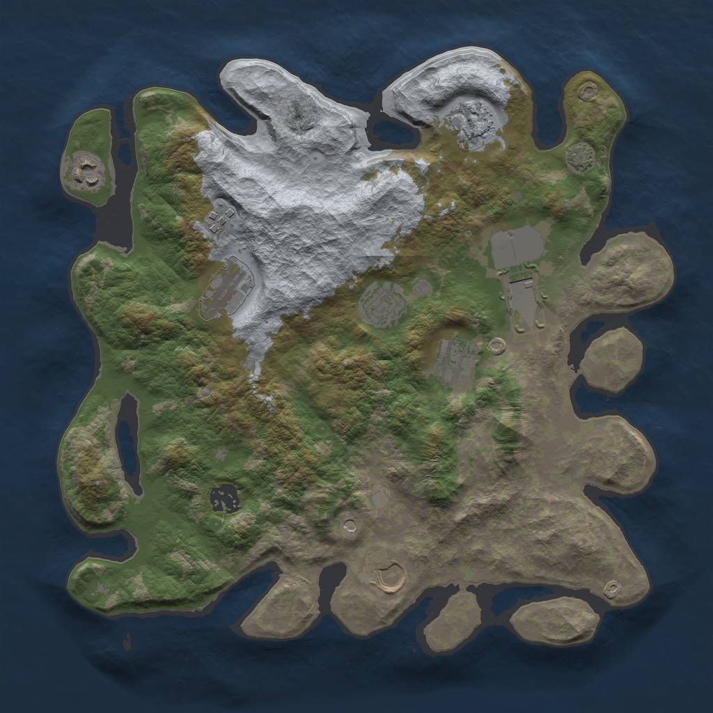 Rust Map: Barren, Size: 3550, Seed: 43906639, 13 Monuments