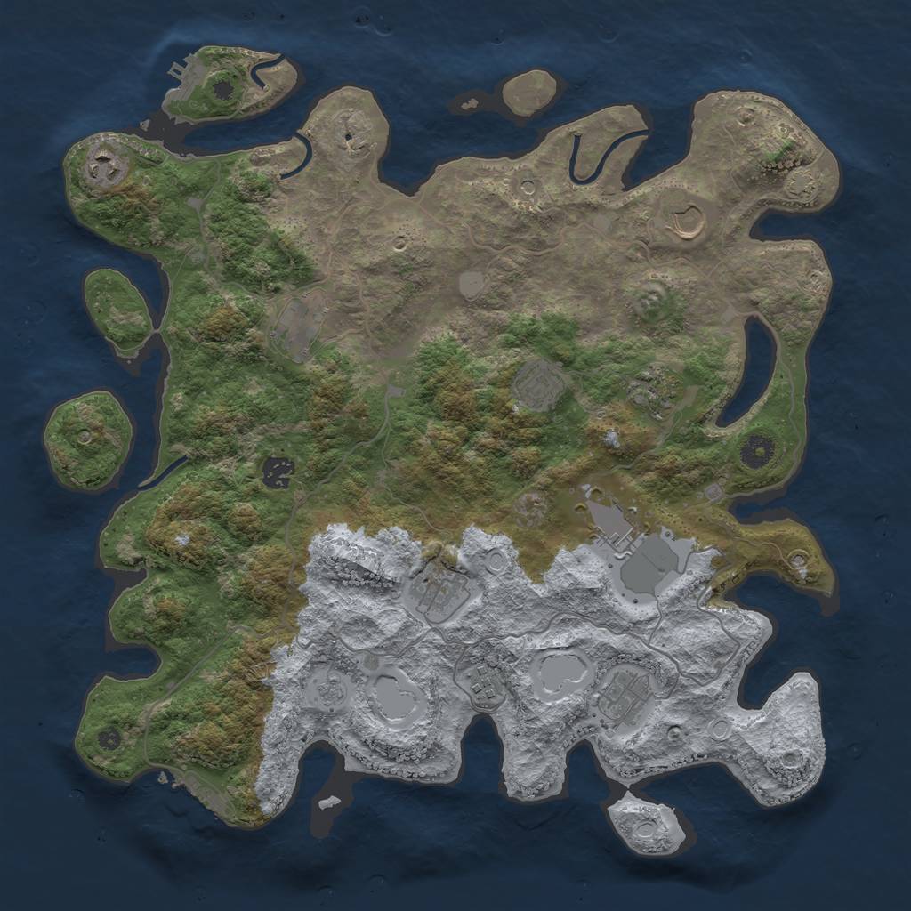 Rust Map: Procedural Map, Size: 4100, Seed: 14147722, 18 Monuments