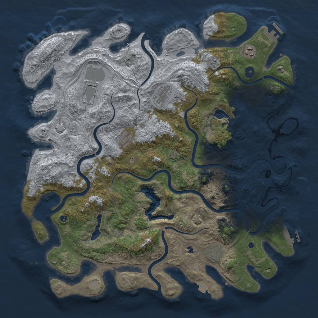 Rust Map: Procedural Map, Size: 4500, Seed: 71685577, 12 Monuments