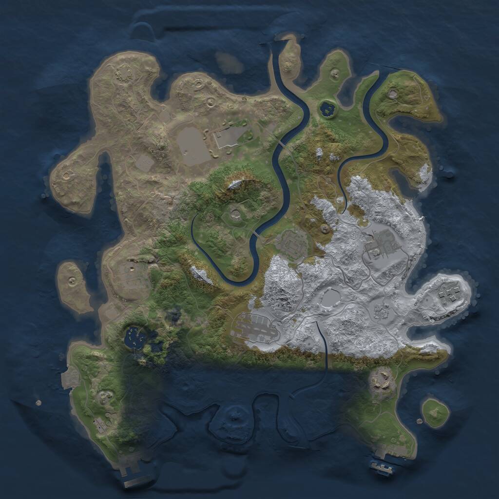 Rust Map: Procedural Map, Size: 3500, Seed: 192931, 14 Monuments