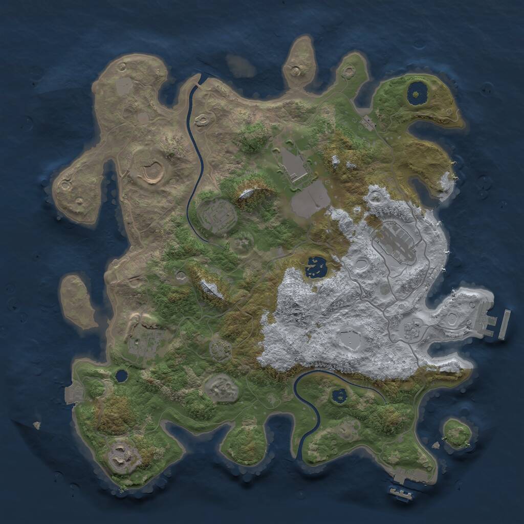 Rust Map: Procedural Map, Size: 3500, Seed: 192931, 13 Monuments