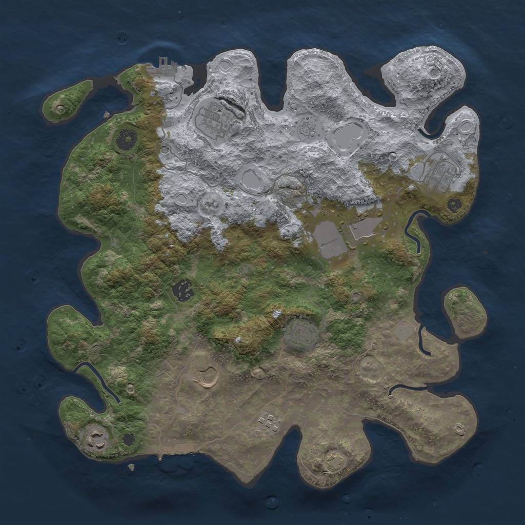 Rust Map: Procedural Map, Size: 3700, Seed: 31408083, 16 Monuments